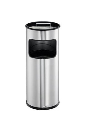 Afvalbak met asbak in roestvrij staal