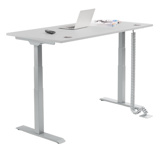 Elektrisch hoogte verstelbare zit-sta bureau FLEX MODUL, met onderstel aluzilver