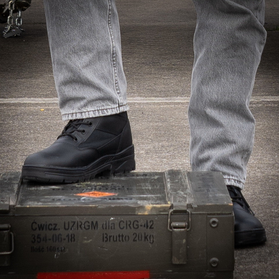 Sniperboots met zijrits - zwart