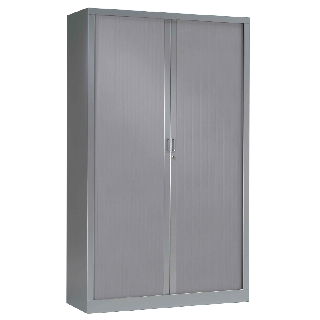 Roldeurkast - H: 1,98 m x Br: 1,20 m x D: 0,45 m (model Vinco), Kleur: lichtgrijs