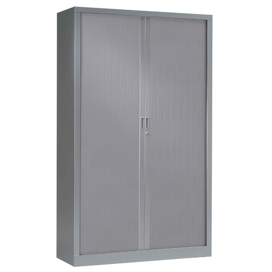 Roldeurkast - H: 1,98 m x Br: 1,20 m x D: 0,45 m (model Vinco), Kleur: lichtgrijs