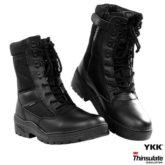 Sniperboots met zijrits - zwart